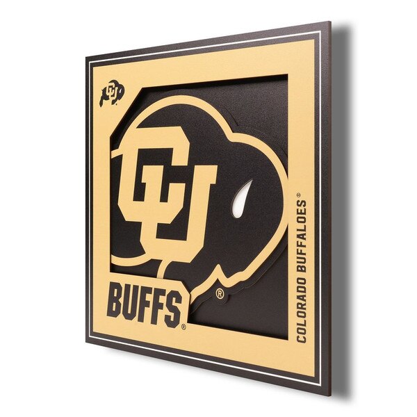 Layered 12x12 CU Buffs wall sign with floating mount and cut-out Colorado Buffaloes logo